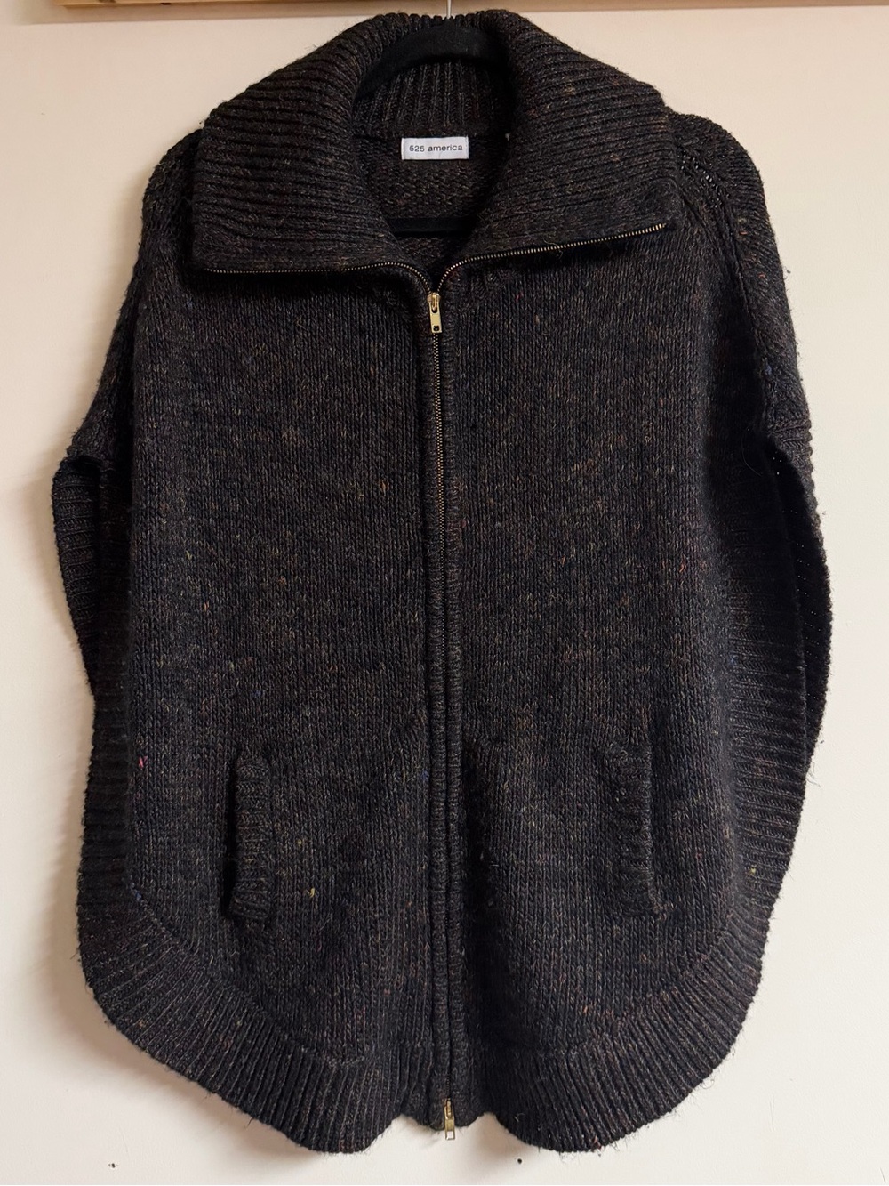 REVOLVE 525 America Wool Blend Zip-Up Multicolored Shawl Sweater Size M/L